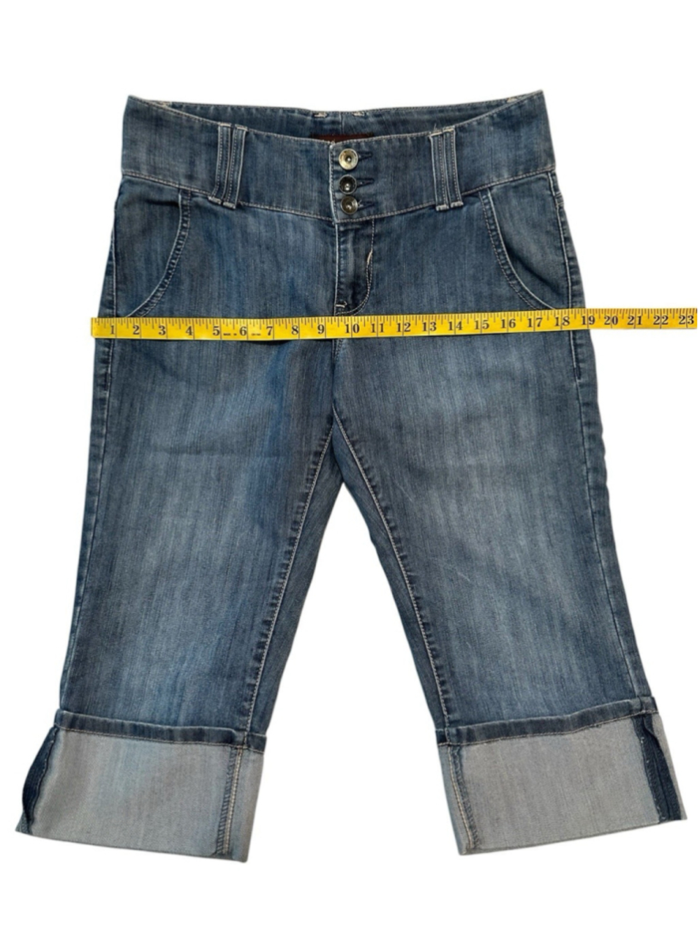 Lee Capri Jeans Sewn In Cuffed Hem Mid-Rise Womens 6M Distressed Stretch - Picture 4 of 16